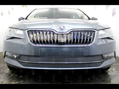Защита радиатора Skoda Superb 2015- (2 части) black