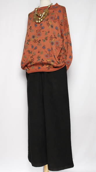 Брюки Бохо "ПАЛАЦЦО КРУПНЫЙ ВЕЛЬВЕТ"  черные до р.56