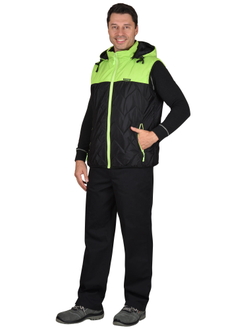 Жилет -Самсон" черный с салатовым