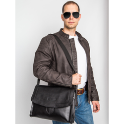 Кожаная сумка через плечо Albano black (арт. 5006-01)