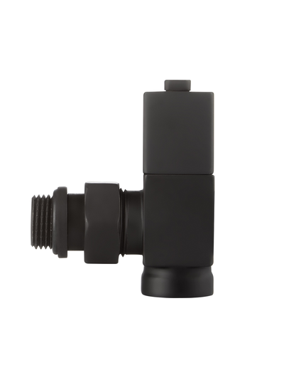 Набор дизайн-вентилей Royal Thermo CUBE, угловой (чёрный) 1/2"