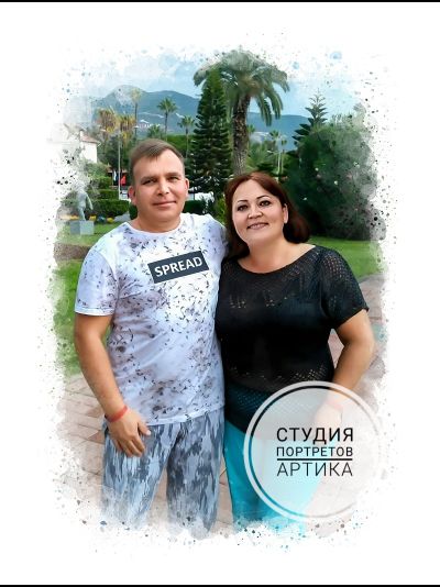 Портрет в Стиле Акварель 1 Человек