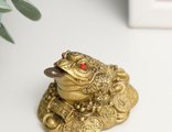 Нэцкэ полистоун под бронзу "Жаба с монетой" 4,5х4,5х4 см