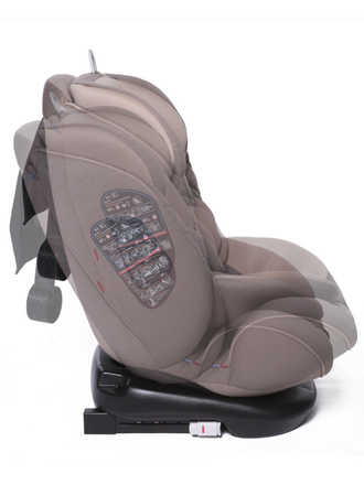 Автокресло Baby Care Shelter 0-36кг, IsoFix, поворотная база 360, Dark Beige / Beige