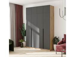 Шкаф четырехстворчатый ЛИОН ШК-03 + 2шт Антресоли АН-01 Дуб Крафт золотой/Графит