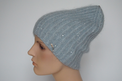Голубая вязаная шапка зимняя Vizio Италия 8070 CLO