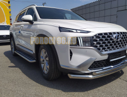 Пороги с накладным листом d53 для Hyundai Santa fe 2021-2024