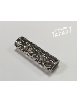 Украшение пришивное "Розы", цв. Серебро