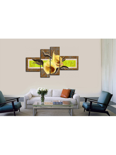 Модульная картина "Цветы на зеленом"