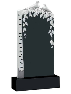 Надгробный памятник с березкой и голубями