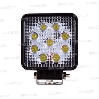 Светодиодная фара 27W 9 Led квадратная