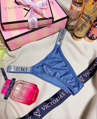 Трусы со стразами Виктория Сикрет цвет синий