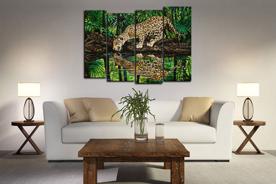 Модульная картина "Хищник на водопое"