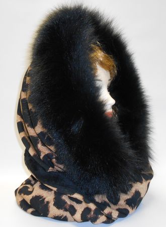 Шапка женская Снуд шарф утепленный натуральный мех песец арт. Ц-0232