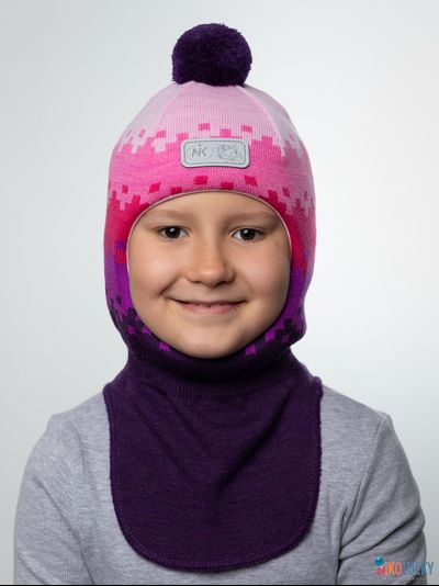 Шапка-шлем  20101-06, цвет фиолетовый, розовый р. 50-52