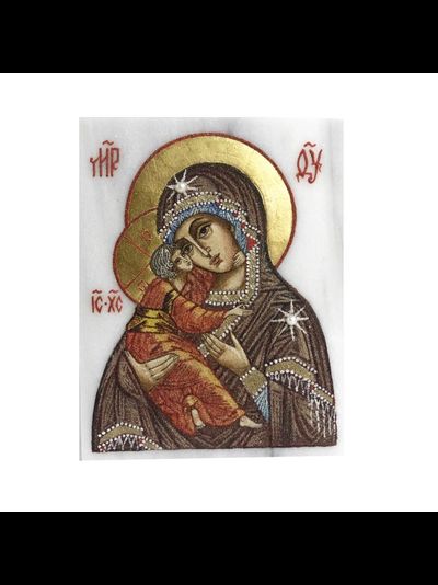 Икона с каменной росписью на мраморе, разные лики