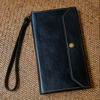 портмоне из натуральной кожи черное