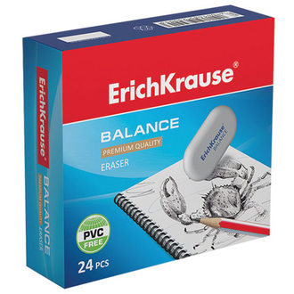 Ластик ERICH KRAUSE "Balance", 40x28x12 мм, белый, овальный, 34638