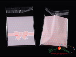 УПАКОВОЧНЫЙ ПАКЕТИК С КЛЕЕВЫМ КЛАПАНОМ - 12.5*8см - РОЗОВЫЙ БАНТ