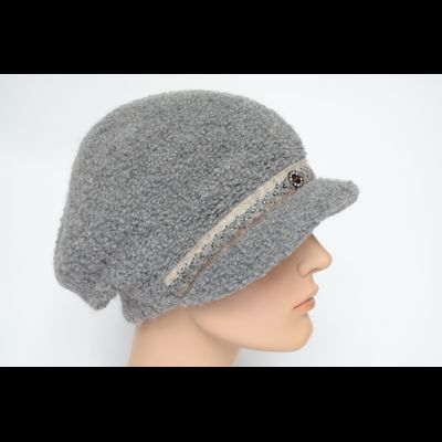 Серая кепка вязаная из альпака Vizio Италия 9014 WK