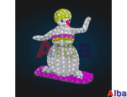 Световая фигура с мишурой Снеговик-сноубордист