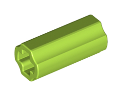 Technic, Axle Connector 2L Smooth with x Hole + Orientation, Lime (6538c / 6302735)