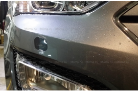 Защита ЛКП Hyundai Santa Fe антигравийной полиуретановой пленкой 3М капот, передний бампер, зеркала, стекла фар, проемы ручек дверей. Оклейка  противотуманки.