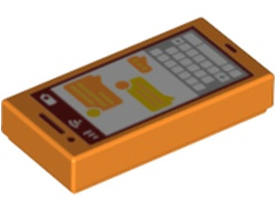 Tile 1 x 2 with Cell Phone / Smartphone Screen with Keyboard and Text Messages Pattern, Orange (3069pb0864 6329699)