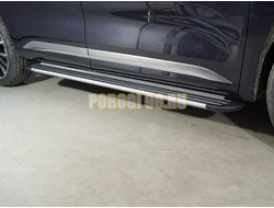 Пороги алюминиевые "Slim Line Silver" 1920 мм ТСС для Exeed VX 2023-