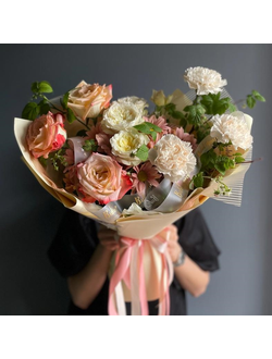 БУКЕТ С РОЗАМИ И ДИАНТУСАМИ - ( АРТ. С7)