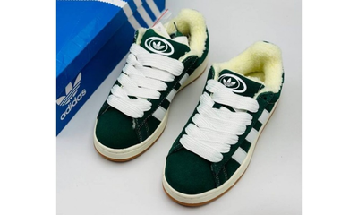 Зимние кроссовки Adidas Campus 00s Green White With Fur