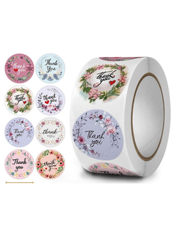 Стикер круглый в рулоне "Цветочный сад" (микс, 500 шт.)