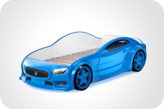 кровать-машина объемная EVO синий