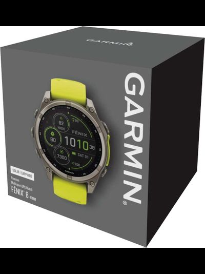 Часы Garmin Fenix 8 —47mm Solar Sapphire Titanium Amp Yellow / Graphite