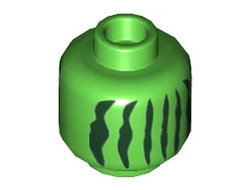 Minifigure, Head without Face with Dark Green Irregular Vertical Lines Pattern Watermelon - Hollow Stud, Bright Green (3626cpb2763 / 6338758)