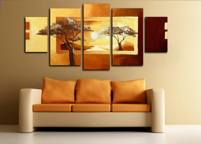 Модульная картина "Солнце и два дерева"