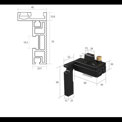 Упор с линейкой и ограничителем для транспортира "V.PRO"