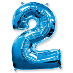 Воздушный шар фольгированный "Цифра 2. Синий"  (Испания) 102 см.