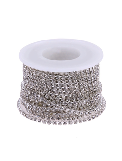 Стразовая цепочка, SS08 цвет белый (10 метров)