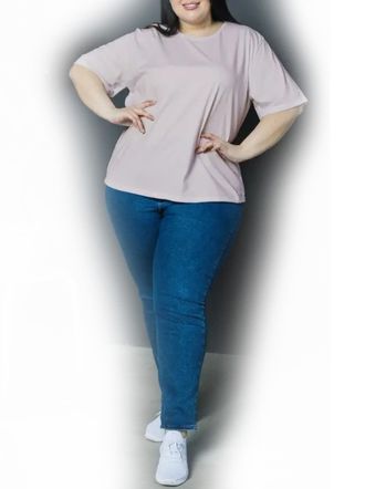 Женская футболка  из хлопка БОЛЬШОГО размера Арт. 2975-2188 (цвет бежево-персиковый) Размеры 48-80