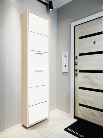 Обувница Айрон-6 Лайт (фасад стекло Белое)