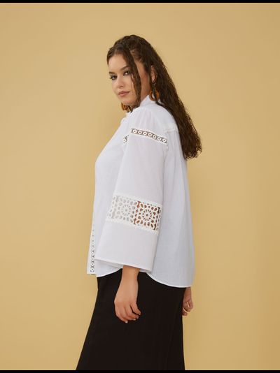 Рубашка из шитья, цвет белый, черный