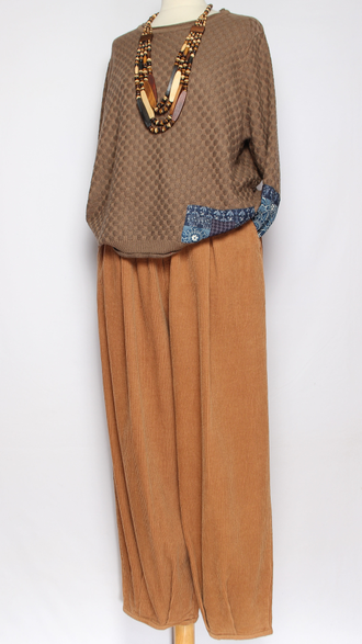 Брюки Бохо вельветовые "Бананы крупный вельвет" мокко р.50-54