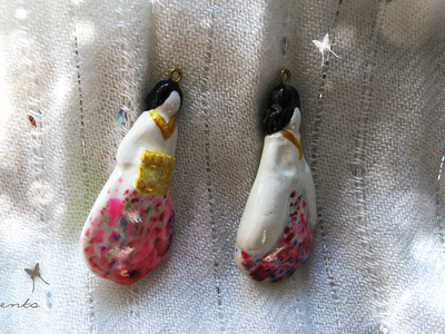 Восточная красавица. Серьги в восточном стиле - миниатюра из полимерной глины