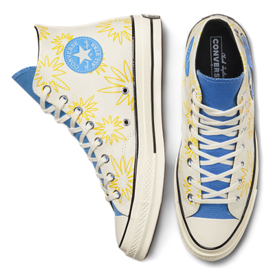 Converse Chuck Taylor 70 Sunny Floral белые высокие с принтом 172863c фото вид сверху