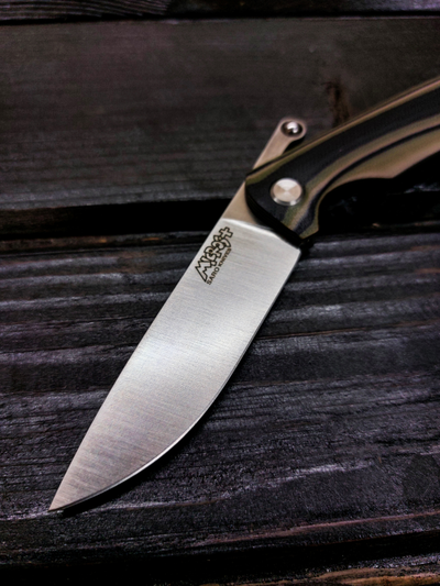 Фрикционный складной нож Микрос+ сталь AUS10, рукоять G10, цвет тайга