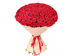 101 красная роза в крафт бумаге (70 см.)