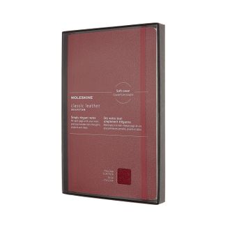 Блокнот Moleskine Leather (в линейку), Large, бордовый