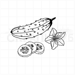 Штамп для скрапбукинга огурец и цветок