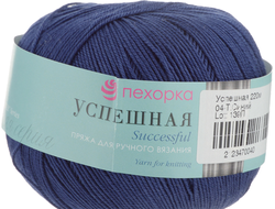 Пряжа Успешная Пехорка Состав: 100% мерсеризованный хлопок. Вес: 50 г, Длина нити: 220 м. цвет Синяя